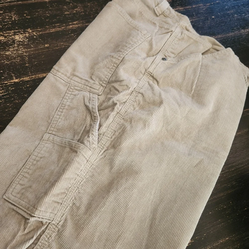Vintage Y2K Corduroy Cargo Pants Men 36x32  Baggy Loose Relaxed Skate Surf Beige